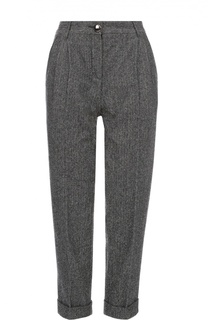 Укороченные шерстяные брюки с защипами Dolce &amp; Gabbana