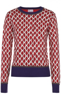 Укороченный пуловер с контрастной отделкой и ярким принтом REDVALENTINO