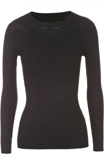 Облегающий пуловер фактурной вязки с круглым вырезом HUGO