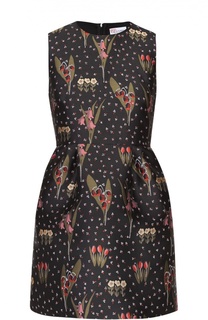 Приталенное мини-платье с контрастным цветочным принтом REDVALENTINO