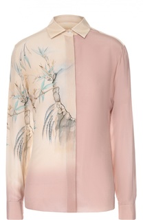 Шелковая блуза прямого кроя с цветочным принтом Valentino