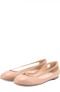Кожаные балетки Rockstud с круглым мысом Valentino