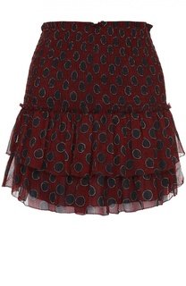 Шелковая мини-юбка с контрастным принтом и оборками Isabel Marant Etoile