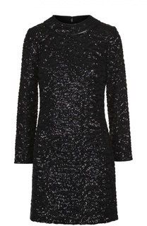 Мини-платье с длинным рукавом и пайетками Saint Laurent