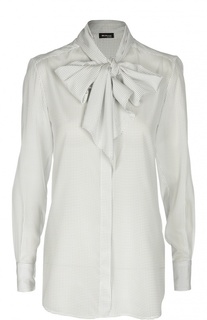 Шелковая блуза в горошек с воротником аскот Kiton