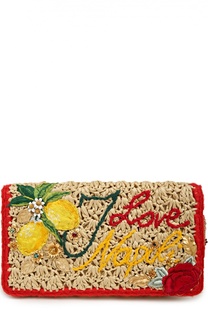 Клатч из рафии с вышивкой и набором аксессуаров Dolce &amp; Gabbana