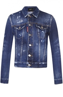 Укороченная джинсовая куртка с потертостями Dsquared2