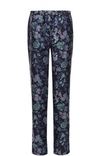Шелковые брюки прямого кроя с эластичным поясом и цветочным принтом Burberry