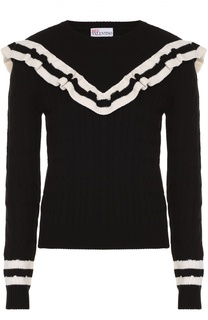 Вязаный пуловер с круглым вырезом и контрастной отделкой REDVALENTINO