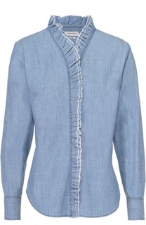 Джинсовая блуза прямого кроя с оборками Isabel Marant Etoile