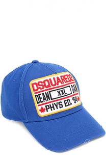 Хлопковая бейсболка с вышивкой и декоративными потертостями Dsquared2