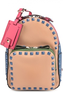 Маленький рюкзак Rockstud из комбинированной кожи Valentino