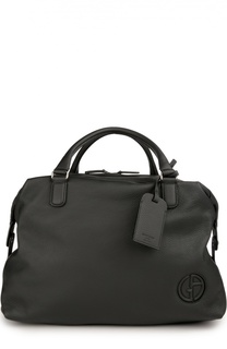 Дорожная сумка из текстурированной кожи Giorgio Armani