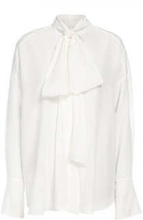 Шелковая полупрозрачная блуза прямого кроя с бантом Chloé