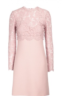 Приталенное мини-платье с кружевной вставкой Valentino