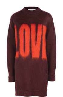 Удлиненный пуловер с круглым вырезом и контрастной надписью Givenchy