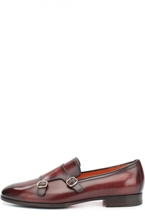 Кожаные монки с двумя пряжками Santoni