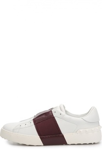 Кожаные кеды Open с контрастной вставкой Valentino