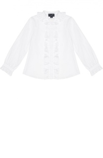 Хлопковая блуза с рюшами Oscar de la Renta