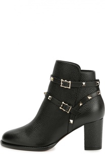 Кожаные ботильоны Rockstud с ремешками Valentino