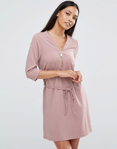 Платье-туника с молнией спереди и поясом AX Paris - Фиолетовый