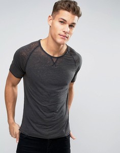 Oversize-футболка с выжженным эффектом Selected - Черный