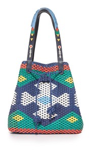 Сумка с короткими ручками большой плетеной шнурок. Tory Burch