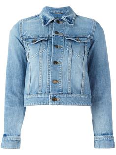 Love patch cropped denim jacket Saint Laurent