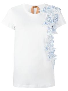 flower embellished T-shirt Nº21