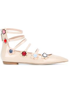 flower appliqué ballerinas Fendi