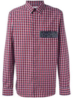 рубашка в клетку с кожаной планкой Givenchy