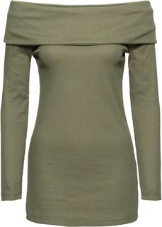 Футболка с открытыми плечами (черный) Bonprix