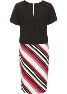 Трикотажное платье с коротким рукавом (черный/белый/индиго/серо-корич) Bonprix