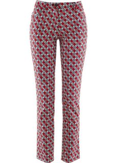 Стрейтчевые брюки с принтом (темно-синий/бронзовый с рисунк) Bonprix