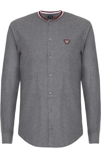Хлопковая рубашка с контрастным воротником Armani Jeans