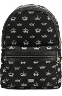 Рюкзак с принтом и отделкой из натуральной кожи Dolce &amp; Gabbana