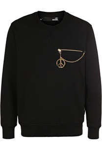 Хлопковый свитшот с декоративной цепью Moschino