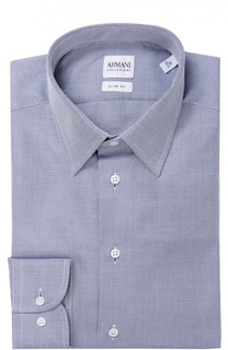 Хлопковая приталенная сорочка с воротником кент Armani Collezioni