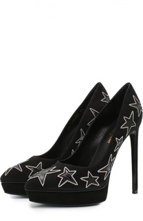 Замшевые туфли Janis с аппликациями в виде звезд на шпильке Saint Laurent