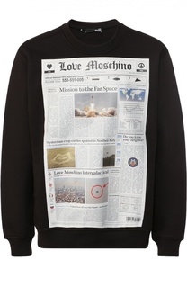 Хлопковый свитшот с контрастным принтом Moschino
