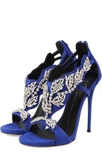 Замшевые босоножки Ashley с кристаллами Giuseppe Zanotti Design
