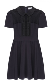 Приталенное мини-платье с коротким рукавом и прозрачной вставкой REDVALENTINO