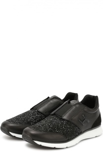 Комбинированные кроссовки с глиттером Hogan