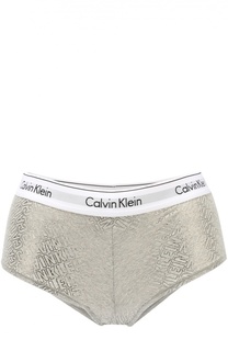 Хлопковые трусы с завышенной талией и логотипом бренда Calvin Klein