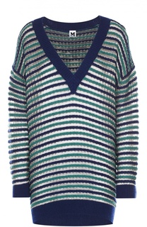 Удлиненный пуловер свободного кроя с металлизированной отделкой и V-образным вырезом M Missoni