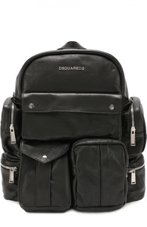 Кожаный рюкзак с внешними карманами на молнии Dsquared2