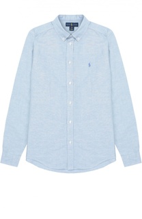 Рубашка из смеси хлопка и льна с воротником button down Polo Ralph Lauren