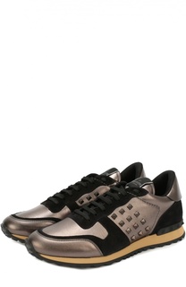 Кожаные кроссовки Rockrunner с замшевой отделкой Valentino