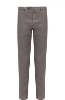 Брюки прямого кроя из смеси льна и хлопка Kiton
