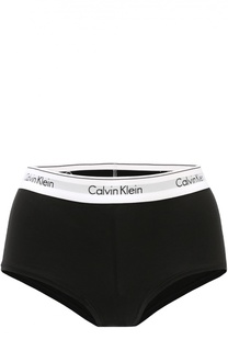 Хлопковые трусы с завышенной талией и логотипом бренда Calvin Klein
